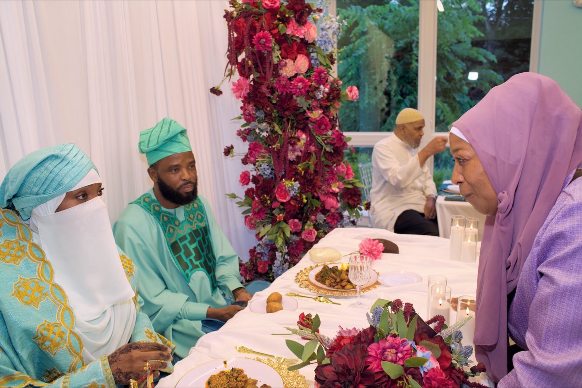 Greeting family and loved ones at the reception